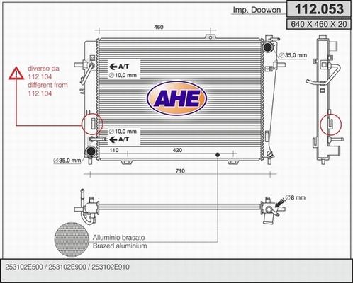 AHE 112.053 - Радиатор, охлаждение двигателя autospares.lv