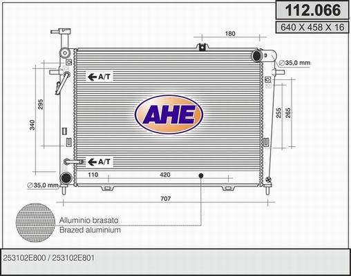 AHE 112.066 - Радиатор, охлаждение двигателя autospares.lv