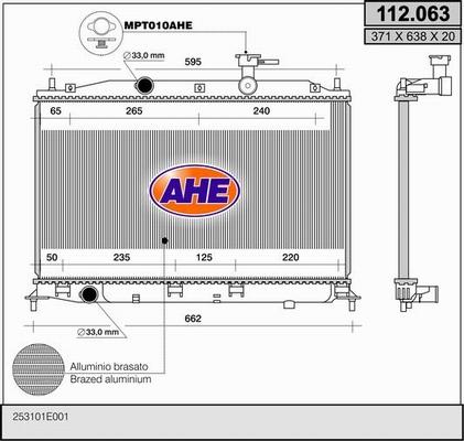 AHE 112.063 - Радиатор, охлаждение двигателя autospares.lv