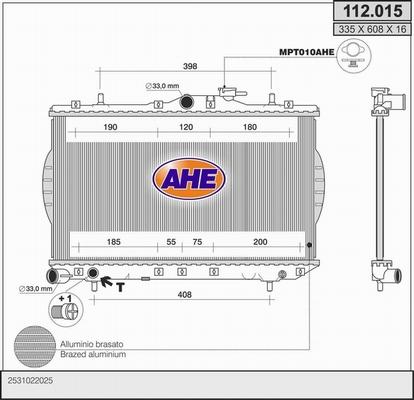 AHE 112.015 - Радиатор, охлаждение двигателя autospares.lv