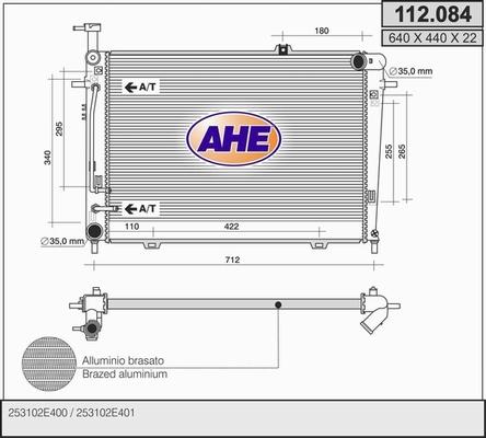 AHE 112.084 - Радиатор, охлаждение двигателя autospares.lv