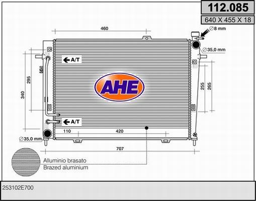 AHE 112.085 - Радиатор, охлаждение двигателя autospares.lv