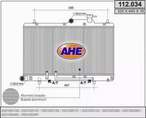 AHE 112.034 - Радиатор, охлаждение двигателя autospares.lv