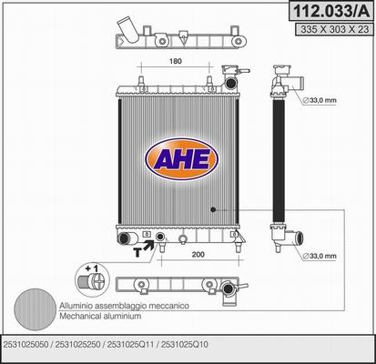 AHE 112.033/A - Радиатор, охлаждение двигателя autospares.lv