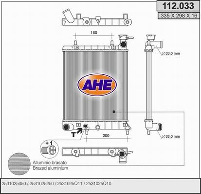 AHE 112.033 - Радиатор, охлаждение двигателя autospares.lv