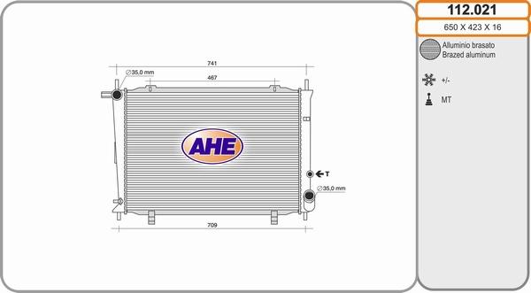 AHE 112.021 - Радиатор, охлаждение двигателя autospares.lv