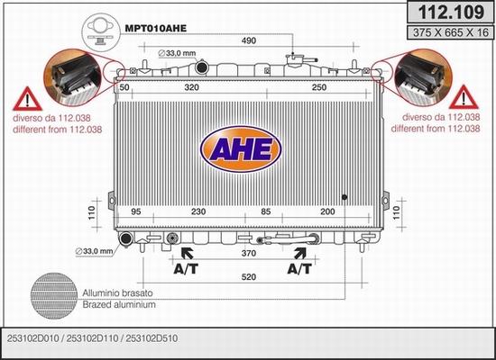 AHE 112.109 - Радиатор, охлаждение двигателя autospares.lv