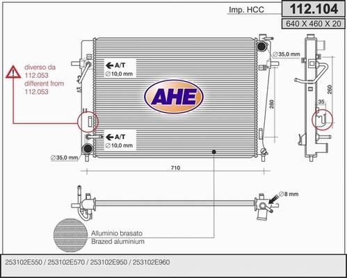 AHE 112.104 - Радиатор, охлаждение двигателя autospares.lv