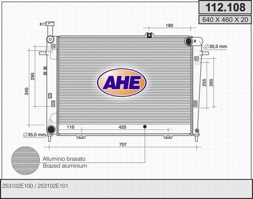 AHE 112.108 - Радиатор, охлаждение двигателя autospares.lv