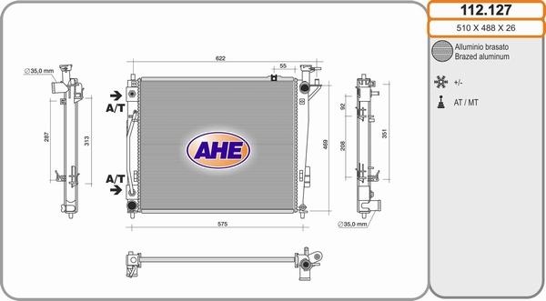 AHE 112.127 - Радиатор, охлаждение двигателя autospares.lv