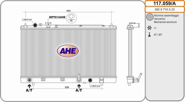 AHE 117.059/A - Радиатор, охлаждение двигателя autospares.lv