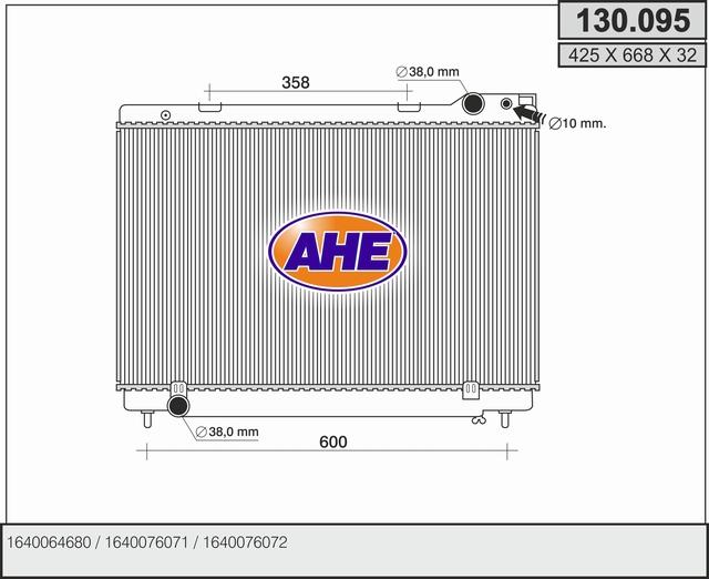 AHE 130.095 - Радиатор, охлаждение двигателя autospares.lv