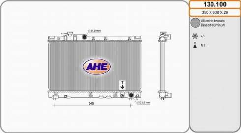 AHE 130.100 - Радиатор, охлаждение двигателя autospares.lv