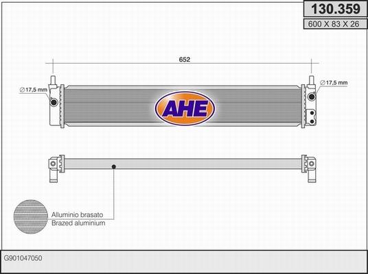 AHE 130.359 - Радиатор, охлаждение двигателя autospares.lv