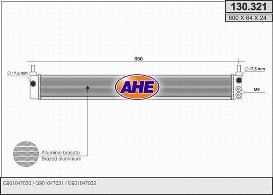 AHE 130.321 - Радиатор, охлаждение двигателя autospares.lv