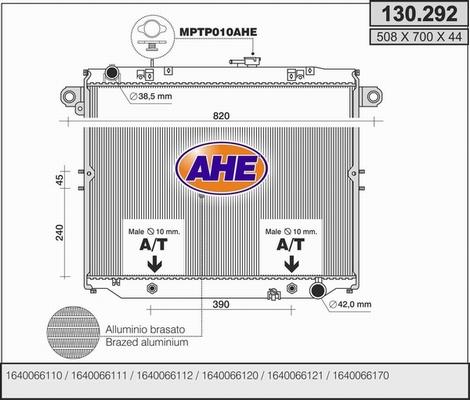 AHE 130.292 - Радиатор, охлаждение двигателя autospares.lv