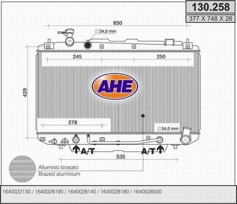 AHE 130.258 - Радиатор, охлаждение двигателя autospares.lv