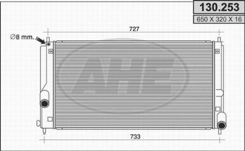 AHE 130.253 - Радиатор, охлаждение двигателя autospares.lv