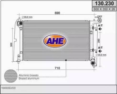 AHE 130.230 - Радиатор, охлаждение двигателя autospares.lv