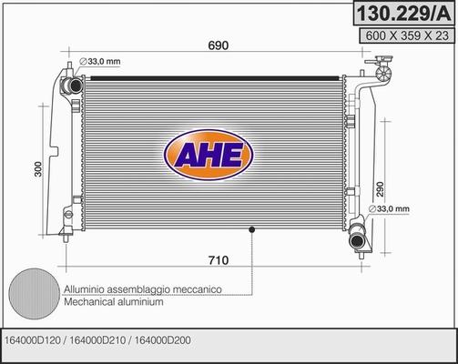 AHE 130.229/A - Радиатор, охлаждение двигателя autospares.lv