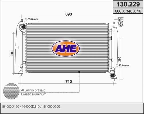 AHE 130.229 - Радиатор, охлаждение двигателя autospares.lv