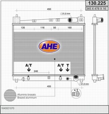 AHE 130.225 - Радиатор, охлаждение двигателя autospares.lv