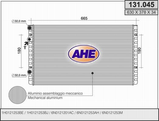 AHE 131.045 - Радиатор, охлаждение двигателя autospares.lv