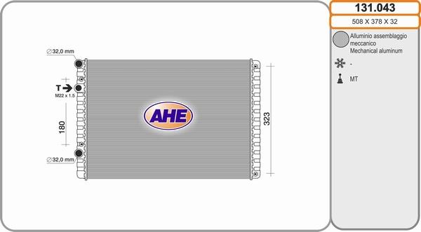 AHE 131.043 - Радиатор, охлаждение двигателя autospares.lv