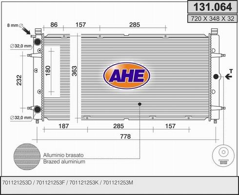 AHE 131.064 - Радиатор, охлаждение двигателя autospares.lv