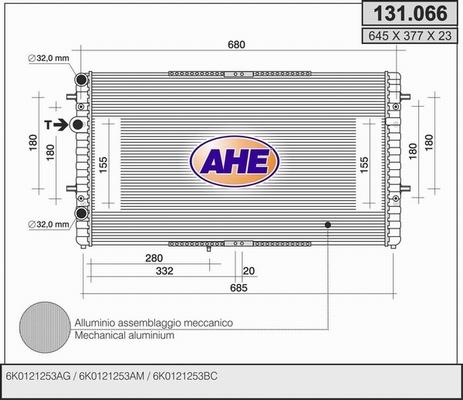 AHE 131.066 - Радиатор, охлаждение двигателя autospares.lv