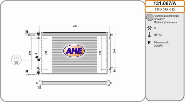 AHE 131.067/A - Радиатор, охлаждение двигателя autospares.lv