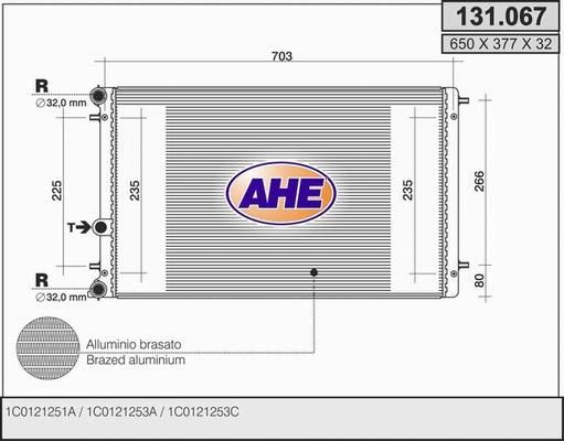 AHE 131.067 - Радиатор, охлаждение двигателя autospares.lv