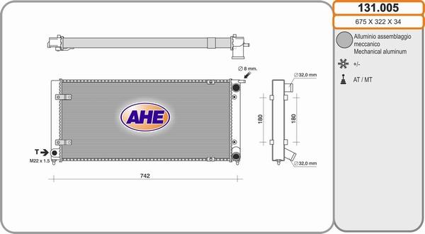 AHE 131.005 - Радиатор, охлаждение двигателя autospares.lv