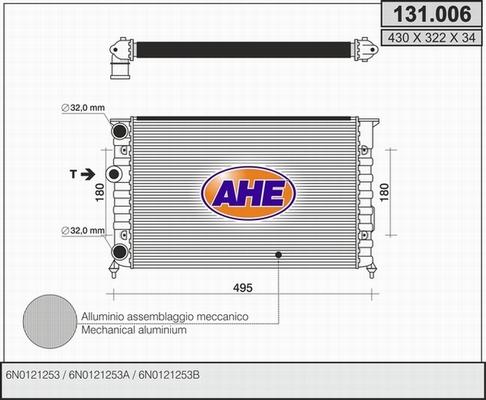 AHE 131.006 - Радиатор, охлаждение двигателя autospares.lv