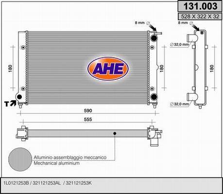 AHE 131.003 - Радиатор, охлаждение двигателя autospares.lv