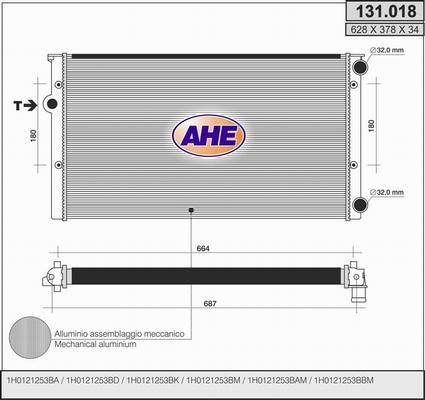 AHE 131.018 - Радиатор, охлаждение двигателя autospares.lv