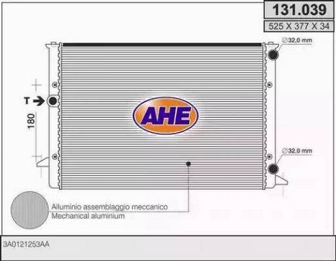 AHE 131.039 - Радиатор, охлаждение двигателя autospares.lv