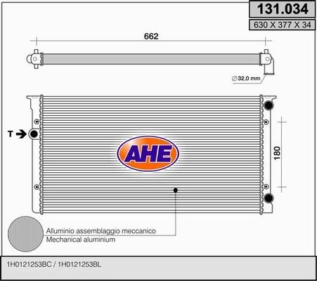 AHE 131.034 - Радиатор, охлаждение двигателя autospares.lv