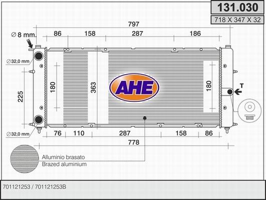 AHE 131.030 - Радиатор, охлаждение двигателя autospares.lv