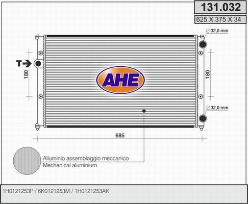 AHE 131.032 - Радиатор, охлаждение двигателя autospares.lv