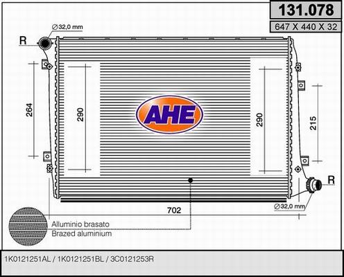 AHE 131.078 - Радиатор, охлаждение двигателя autospares.lv