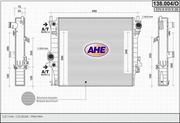 AHE 138.004/O - Радиатор, охлаждение двигателя autospares.lv