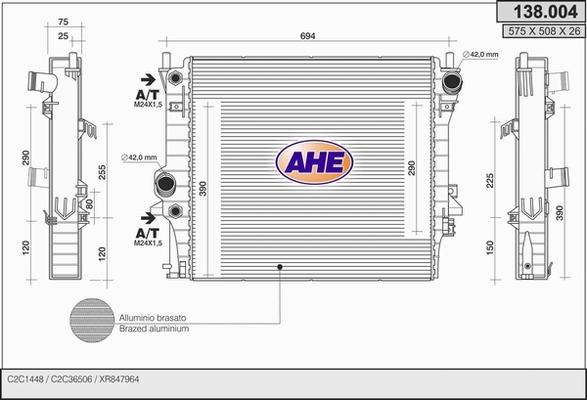 AHE 138.004 - Радиатор, охлаждение двигателя autospares.lv