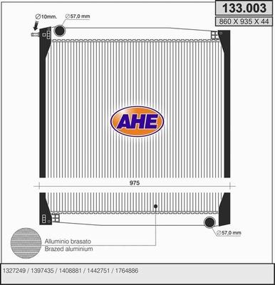 AHE 133.003 - Радиатор, охлаждение двигателя autospares.lv