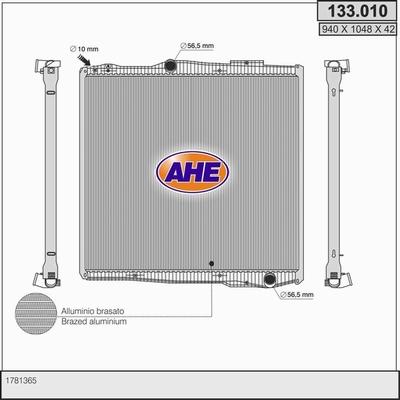 AHE 133.010 - Радиатор, охлаждение двигателя autospares.lv