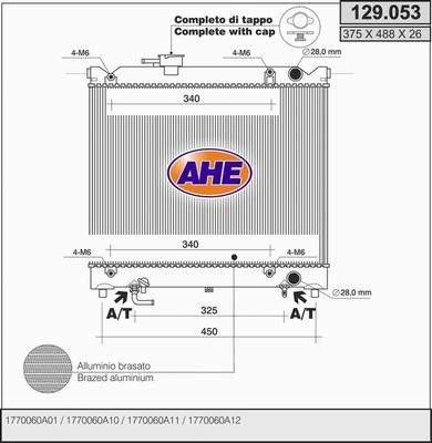 AHE 129.053 - Радиатор, охлаждение двигателя autospares.lv