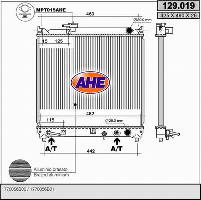 AHE 129.019 - Радиатор, охлаждение двигателя autospares.lv