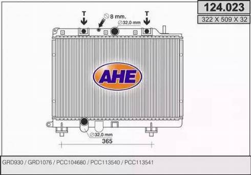 AHE 124.023 - Радиатор, охлаждение двигателя autospares.lv