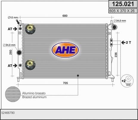 AHE 125.021 - Радиатор, охлаждение двигателя autospares.lv