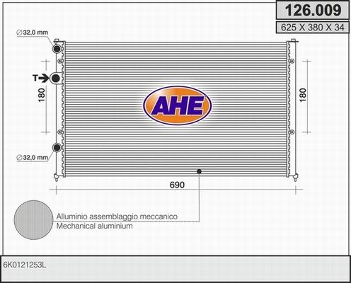 AHE 126.009 - Радиатор, охлаждение двигателя autospares.lv